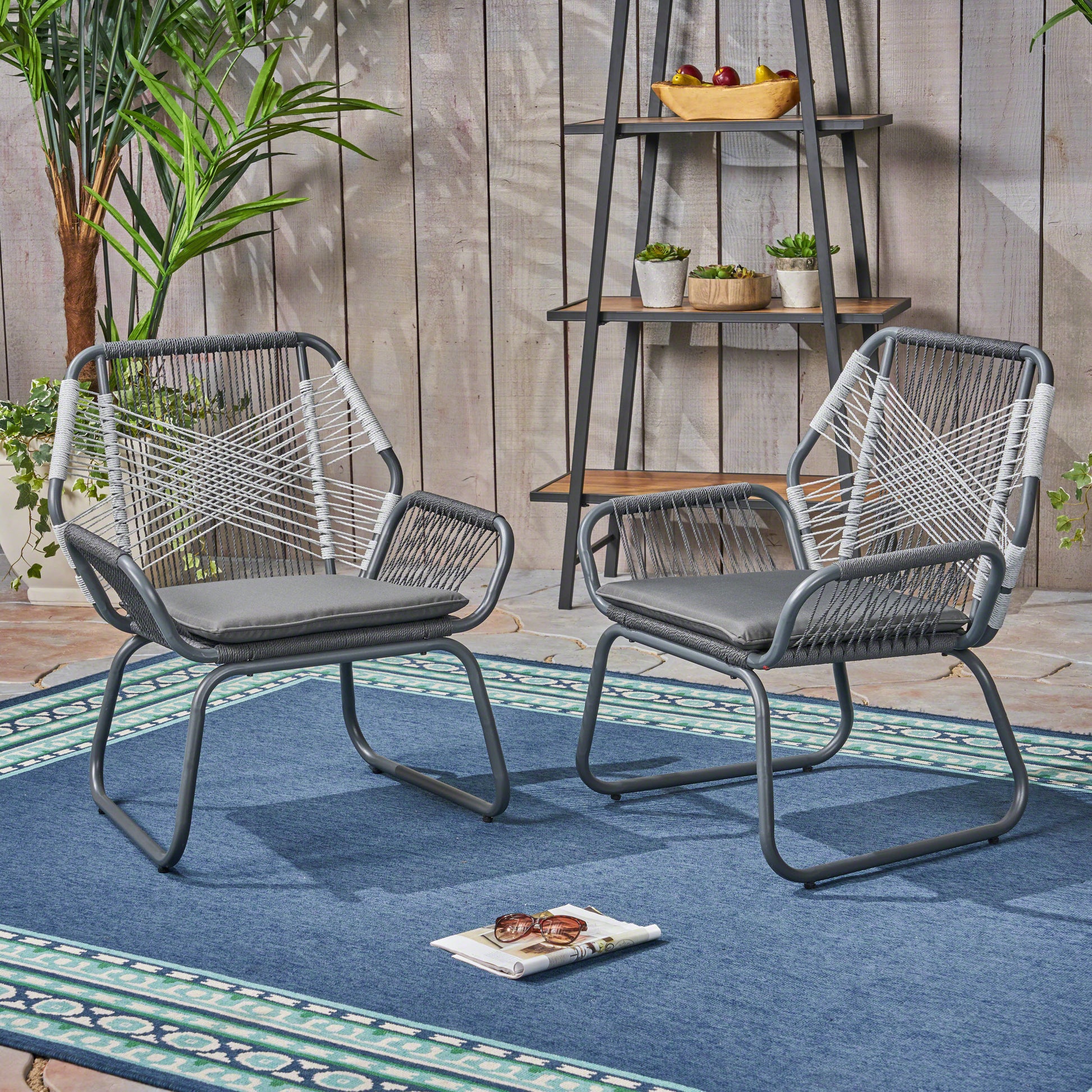 Idaho Club Chair Gray Woven Rope