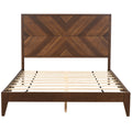 Mid Century Modern Platform Bed Wood Slat Support With No Box Spring Needed,Queen, Walnut Box Spring Not Required Queen Walnut Wood Bedroom Mid Century Modern Bed Frame Wood