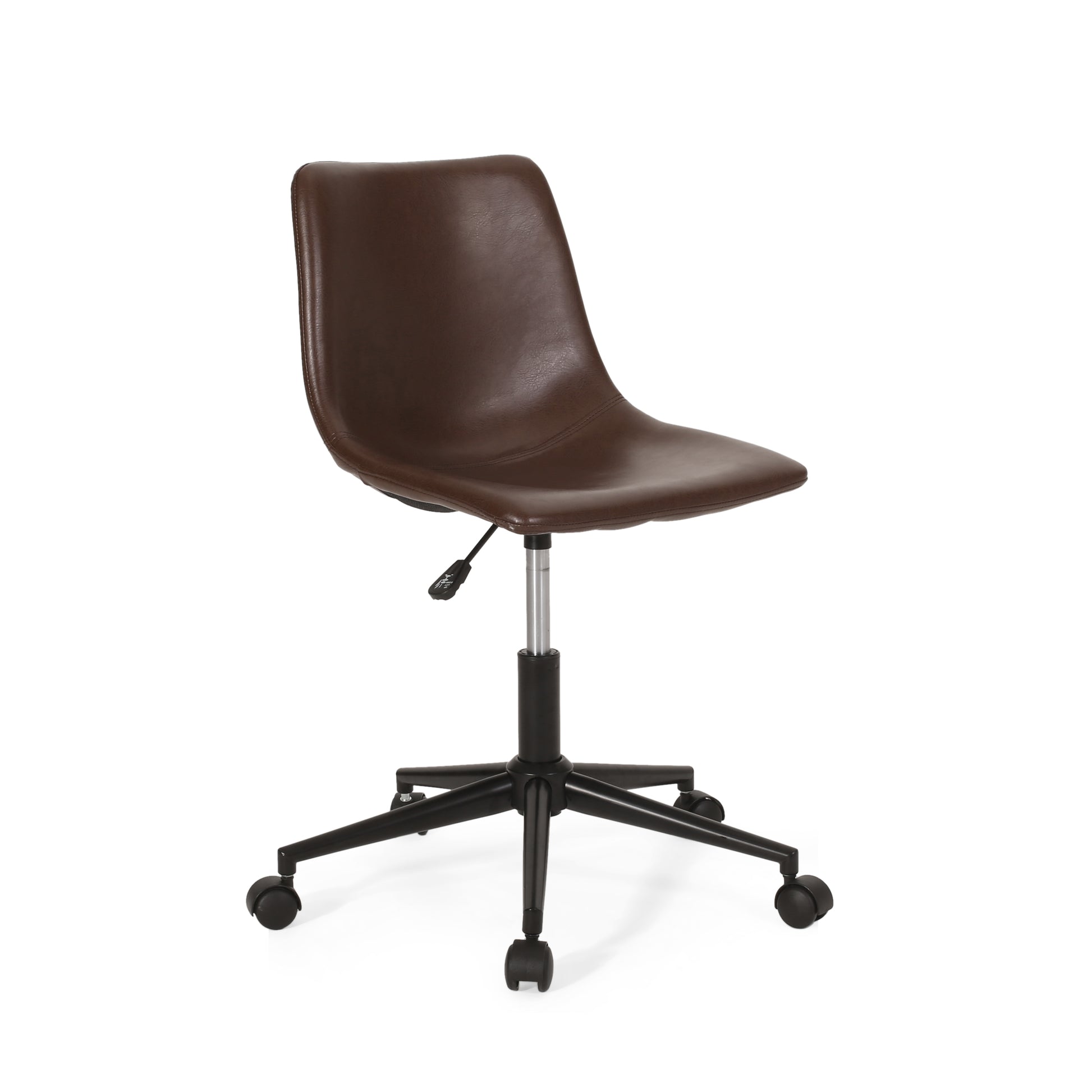 Lift And Swivel Office Chair Dark Brown Pu