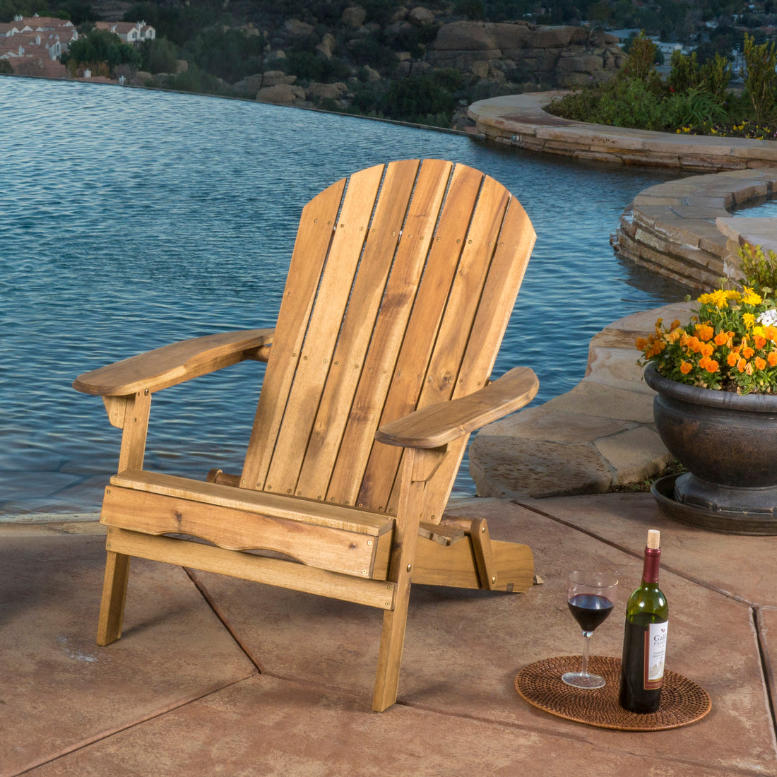 Malibu Reclining Adirondack Chair Natural Stained Acacia Wood