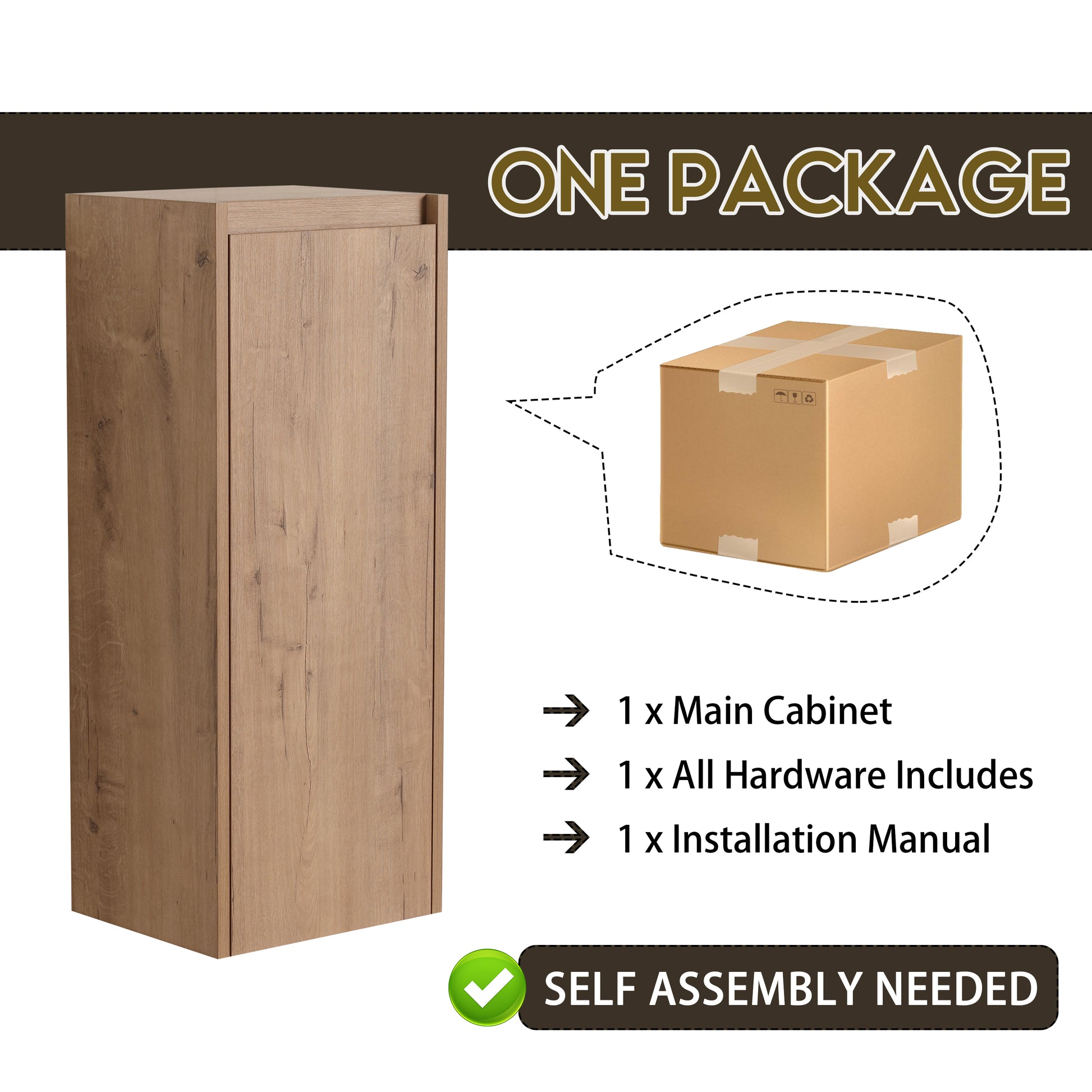 36" Wall Mounted Bathroom Vanity With Sink And Side Cabinet, Soft Close Doors,00112Imo 00636Imo Combination Cabinet Kd Packing Imitative Oak Bathroom Modern Plywood Plywood