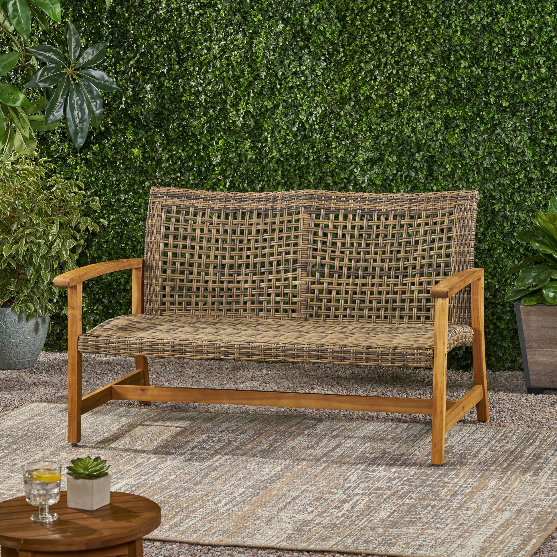 Hampton Wood Wicker Seat Natural Grey Acacia Wood