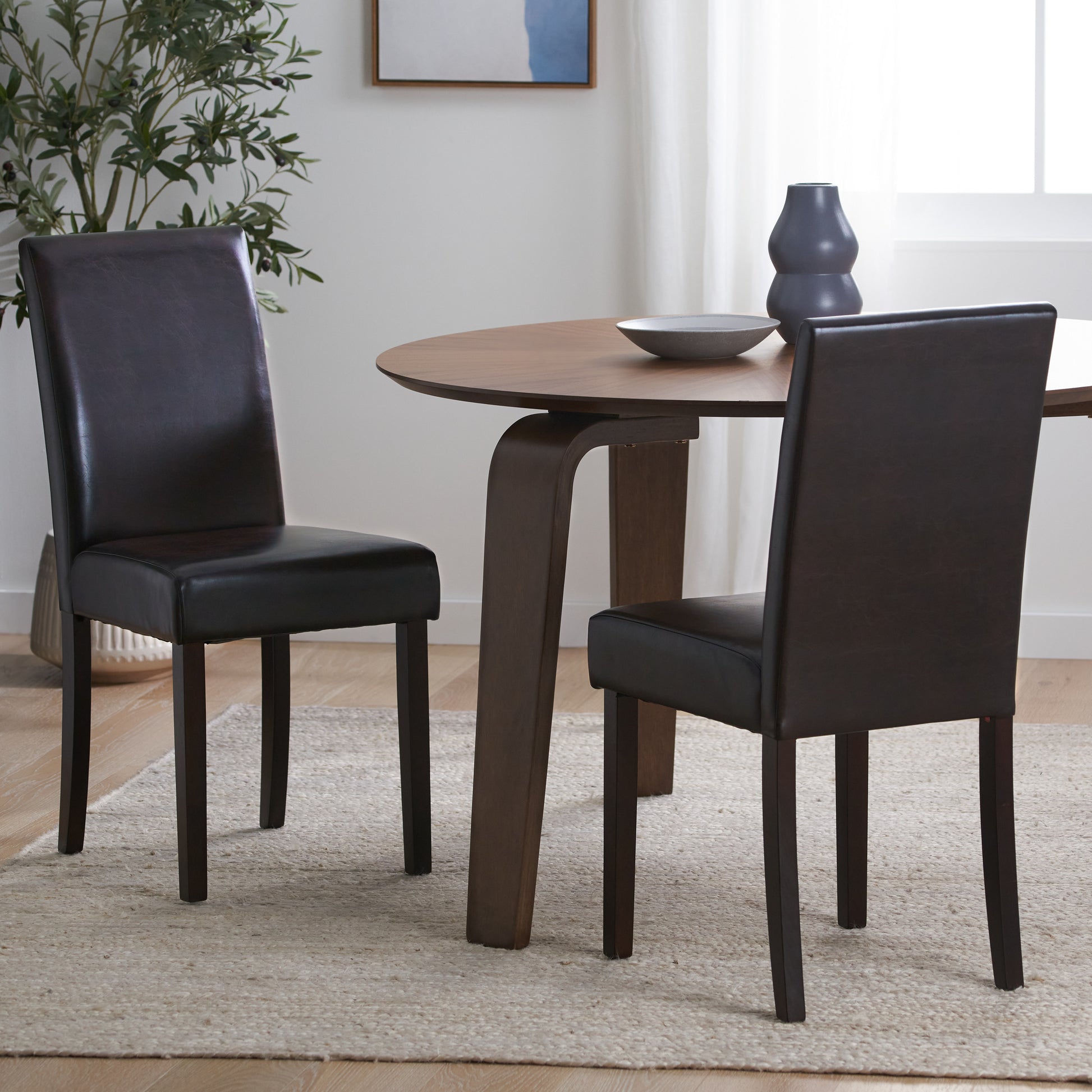 Ryan Kd Dining Chair Set Of 2 Brown Leather