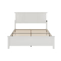 Queen Size Bed Frame, Platform Bed Frame With Wood Headboard And Footboard,Charging Station And Led Lights, 12 Wood Slats Support, No Box Spring Neededantique White Box Spring Not Required Queen