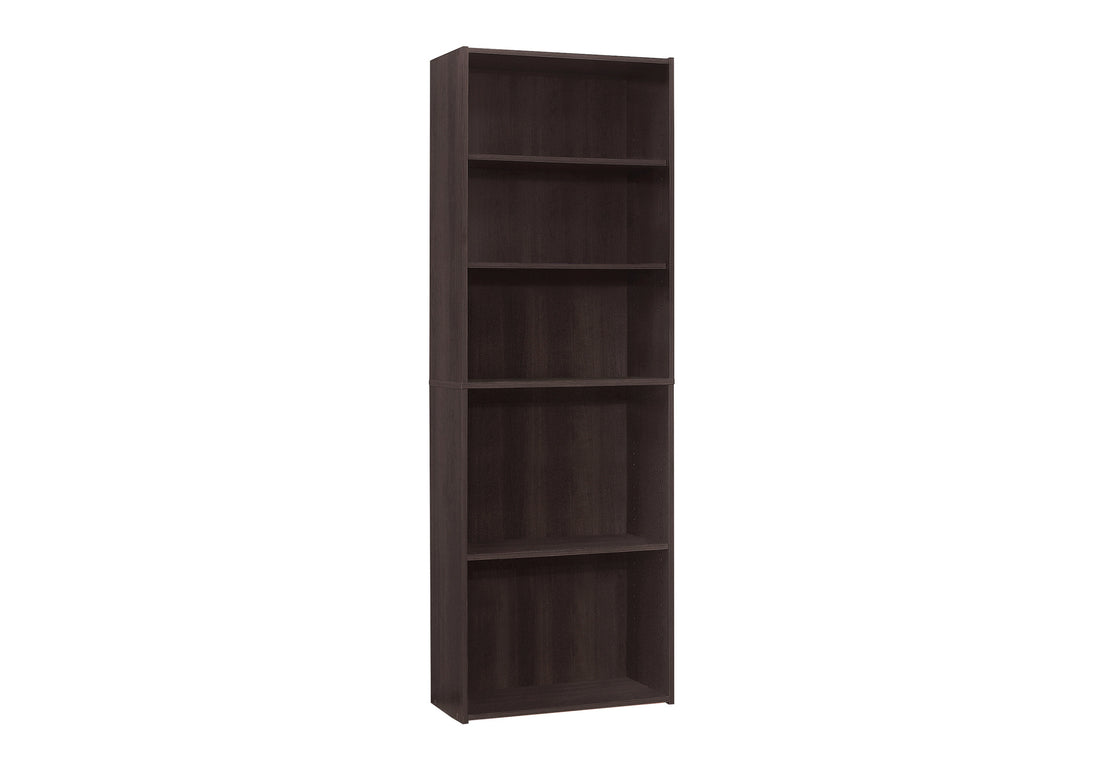 Bookshelf, Bookcase, 6 Tier, 72"H, Office, Bedroom, Brown Laminate, Transitional Espresso Particle Board