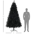 Homcom 7.5Ft Tall Artificial Christmas Tree, Unlit Xmas Tree With 1346 Branch Tips, Auto Open, Steel Base, Holiday D Cor For Home Office, Black Black Steel