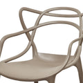 Yuva 22 Inch Armchair, Set Of 4, Intricate Design, Curved Seat, Gray Polypropylene Gray Polypropylene