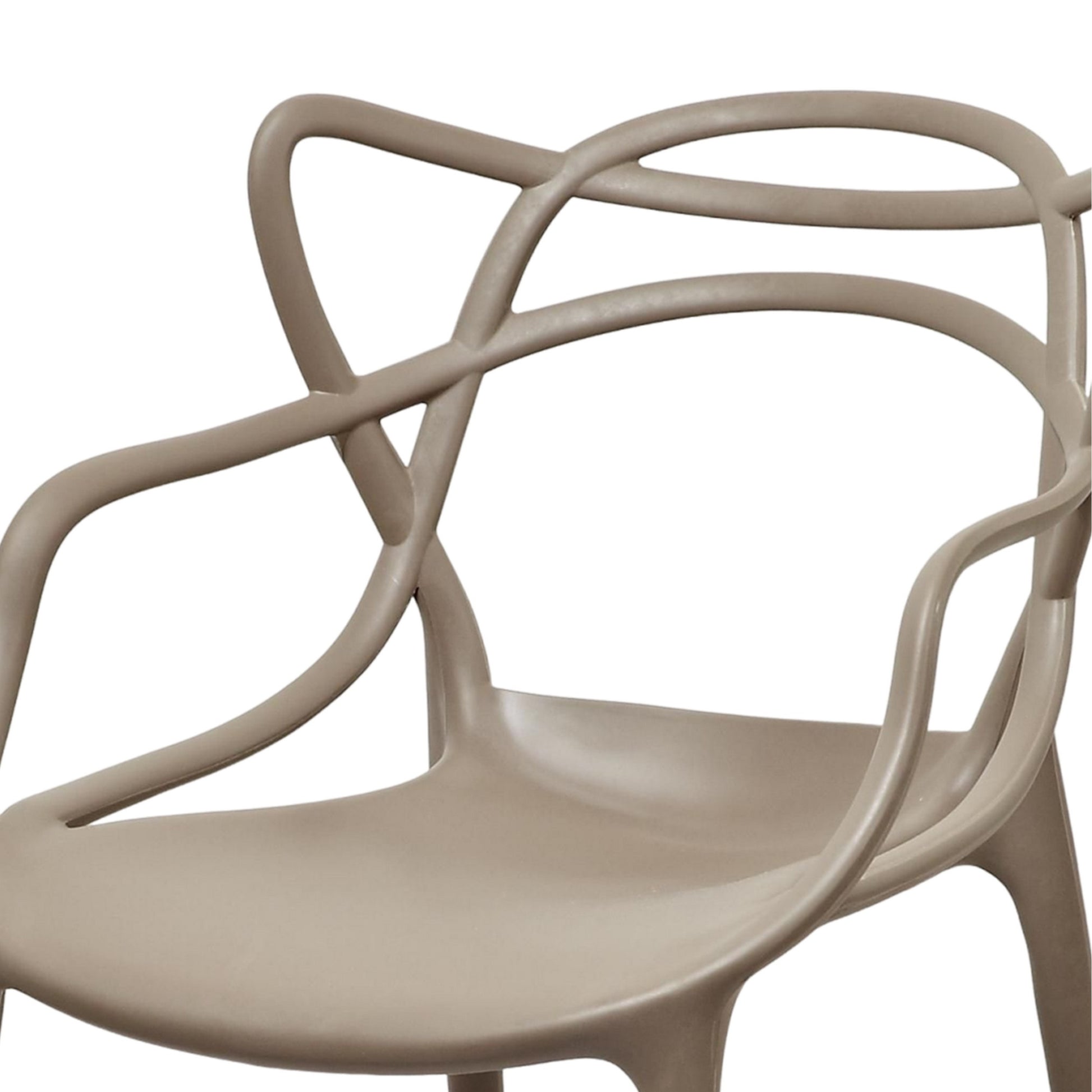 Yuva 22 Inch Armchair, Set Of 4, Intricate Design, Curved Seat, Gray Polypropylene Gray Polypropylene