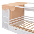 Full Size House Bed With Two Drawers And Wardrobe,White Full White Solid Wood