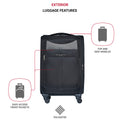 Oxford Cloth Suitcase Black No Password Lock Black Oxford Fabric