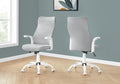 Office Chair, Adjustable Height, Swivel, Ergonomic, Armrests, Computer Desk, Work, Grey Mesh, White Metal, Contemporary, Modern White Foam Polyester