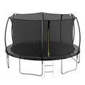 14Ft Trampoline Double Side Color Pad Trampoline For Kids And Adults With Enclosure Net And Ladder,Curved Fence Pole Black Steel Steel