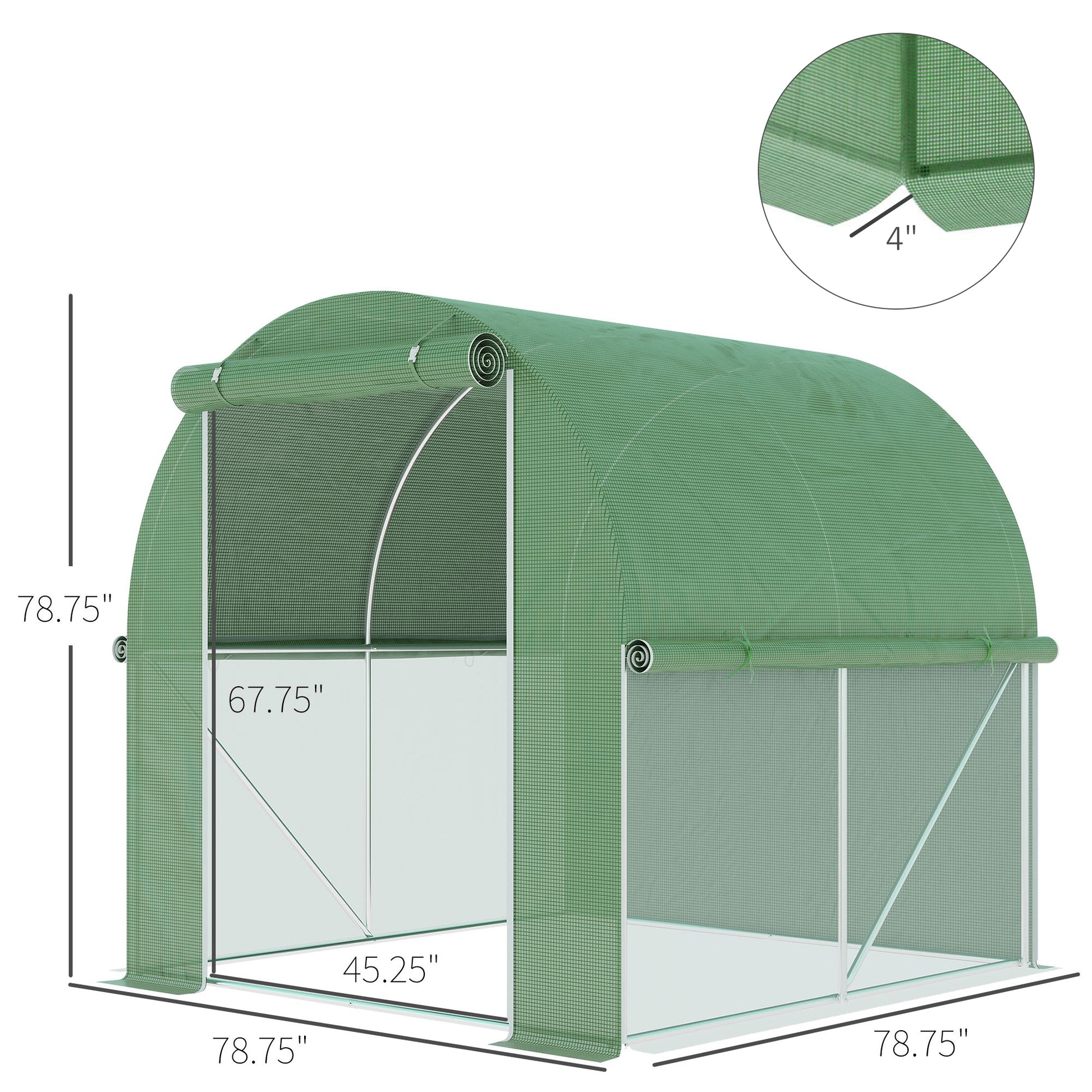 Outsunny 6' X 6' X 6' Tunnel Greenhouse Outdoor Walk In Hot House With Roll Up Plastic Cover And Zippered Door, Steel Frame, Green Green Steel