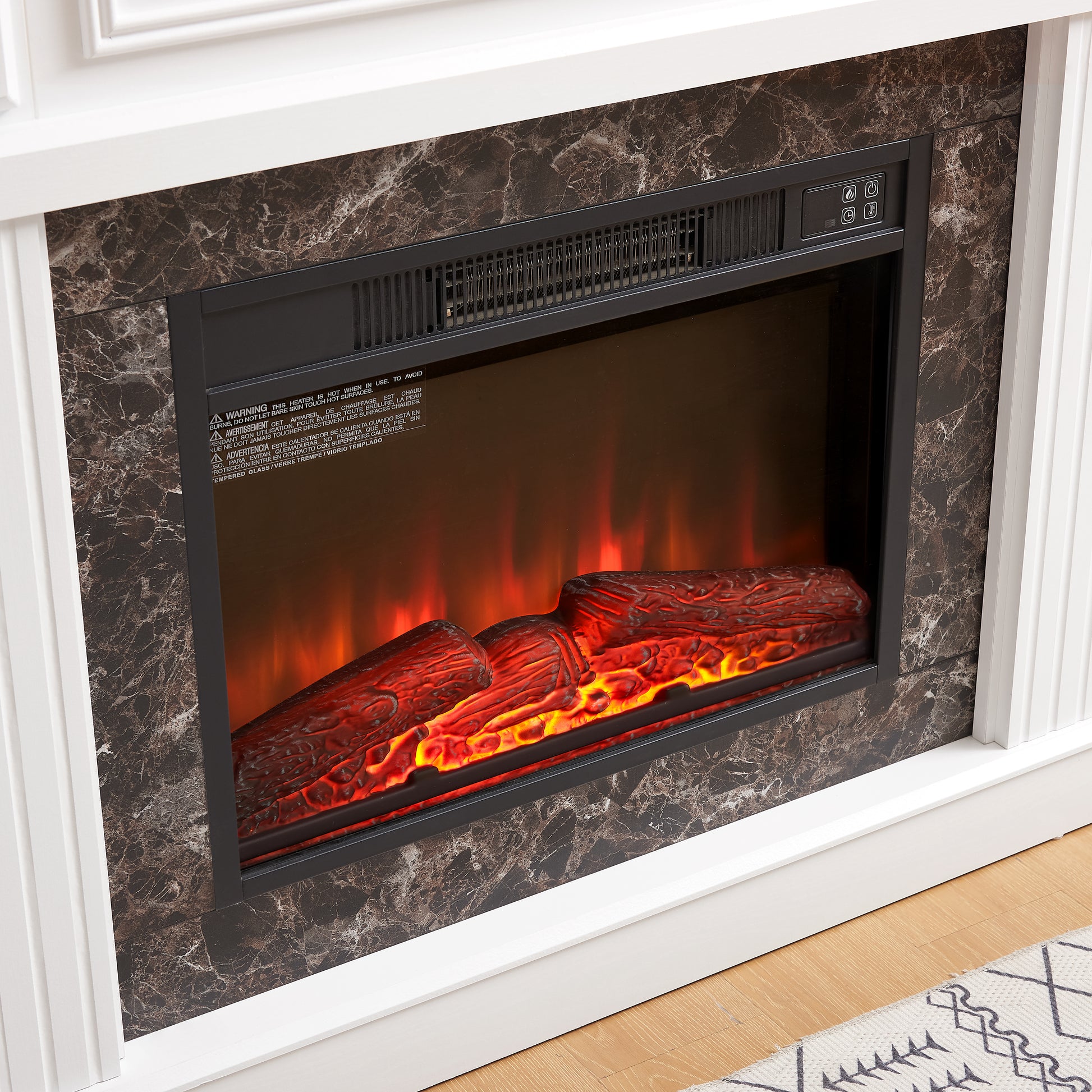 Electric Fireplace With Mantel,Fireplace Mantel Surround With 23" Fireplace Insert, Adjustable Flame, Remote Control White,41.34"W*14"D*40"H White Mdf