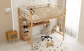 Full Size Metal Loft Bed With Built In Desk And Shelves, Gold Brown Box Spring Not Required Full Brown Gold Metal Bedroom Mdf Metal