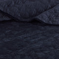 3 Piece Velvet Quilt Set Navy King Cal King King Navy Cotton