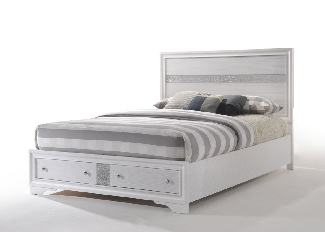 White Queen Bed With Storage Box Spring Not Required Queen White Wood Bedroom Contemporary Rubberwood Storage Included Wood