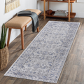 Naar Marfi Collection 2X8 Grey Blue Oriental Non Shedding Living Room Bedroom Dining Home Office Stylish And Stain Resistant Area Rug Grey Blue Polyester