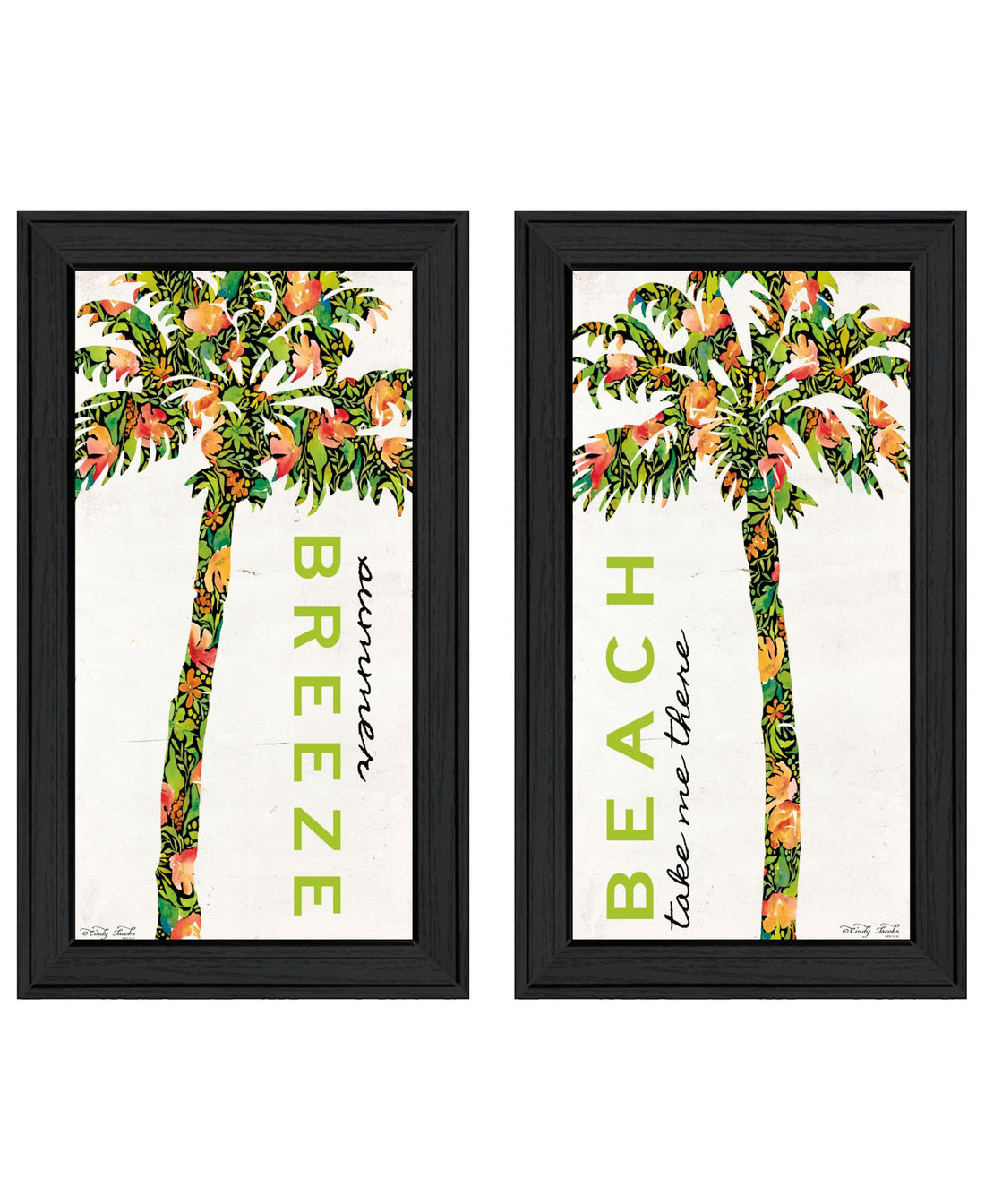 "Beach & Summer Breeze Take Me There" Framed Wall Art For Living Room, Wall Art Print For Home Decor, Bedroom Wall Art By Cindy Jacobs Multicolor Wood Paper