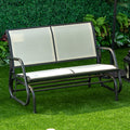 Outsunny 2 Person Outdoor Glider Bench, Patio Double Swing Rocking Chair Loveseat W Powder Coated Steel Frame For Backyard Garden Porch, Beige Beige Steel