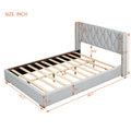 Full Size Upholstered Platform Bed With Metal Strips, Off White Full Off White Pu