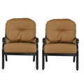 Zoe 28 Inch Outdoor Patio Club Chair, Cushion, Set Of 2, Aluminum, Brown Black Brown Aluminum