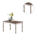 Transitional Style 7Pc Dining Set Dining Table W Oak Top 6Xside Chairs Cushion Seat Antique White Kitchen Dining Room Wood Wood Antique White,Gray,Oak Seats 6 Wood Dining Room Distressed Finish Contemporary,Modern,Transitional Rubberwood 4 Leg