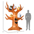 Outsunny 9Ft Halloween Inflatables Outdoor Decorations, Haunted Tree With Pumpkin, Ghosts And Owl, Blow Up Led Yard Decor For Garden, Lawn, Party, Holiday, Waterproof Brown Polyester