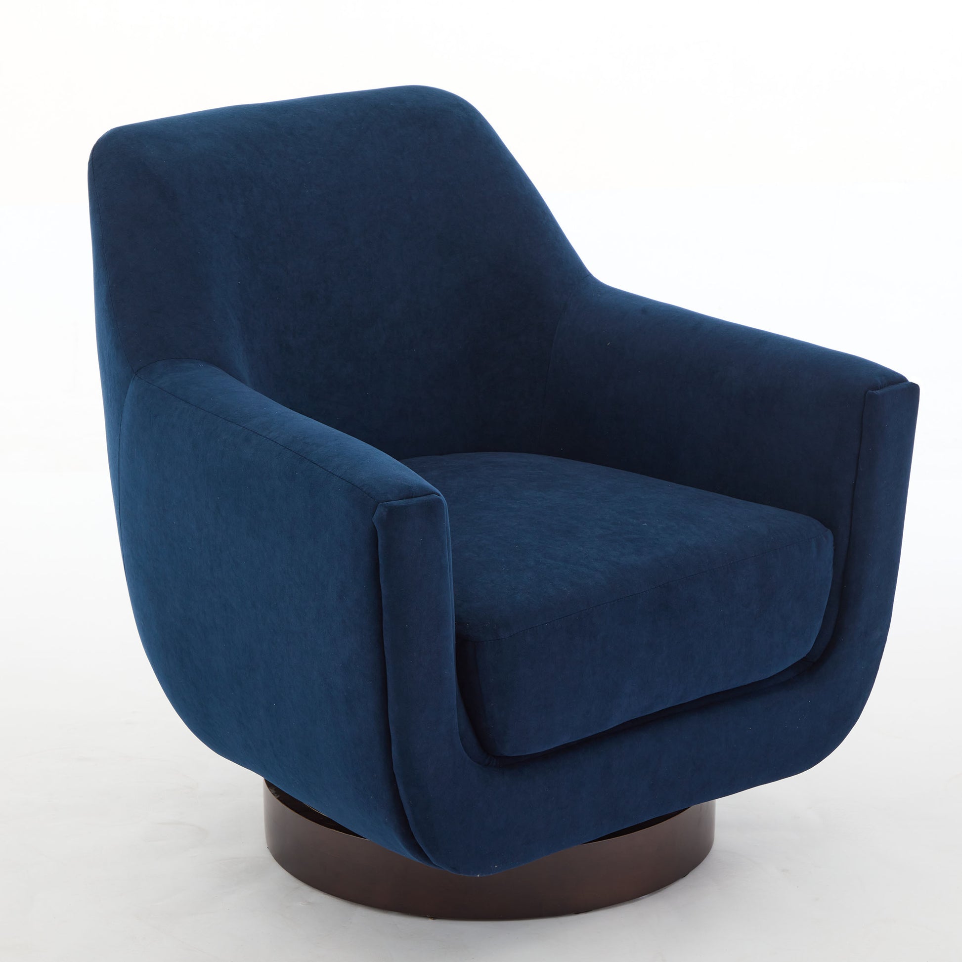 U Shaped Fully Assembled Swivel Chair Velvet Accent Chair Armchair Round Barrel Chair For Living Room Bedroom, Navy Blue Navy Blue Velvet