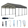 12X20 Ft Metal Carport, Outdoor Car Shelter All Weather, Heavy Duty Outdoor Galvanized Car Shelter For Car Boat Truck And Suvs Black Anthracite Metal