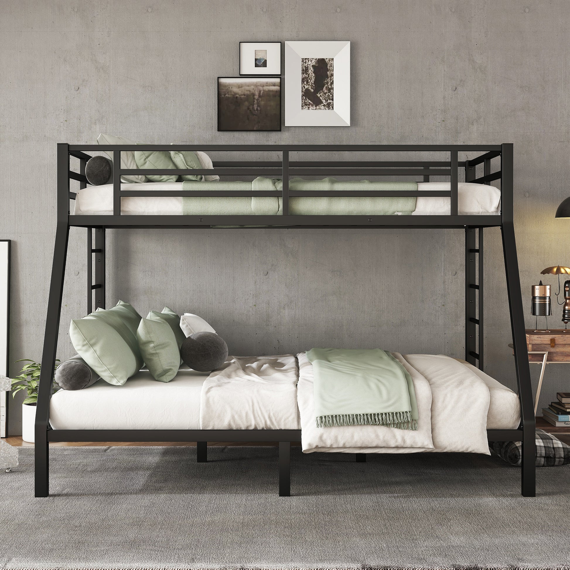 Metal Twin Xl Over Queen Bunk Bed For Teens And Adults,Space Saving Noise Reduced No Box Spring Needed Expect Arrive Date 2024 7 17 Twin Xl Black Metal