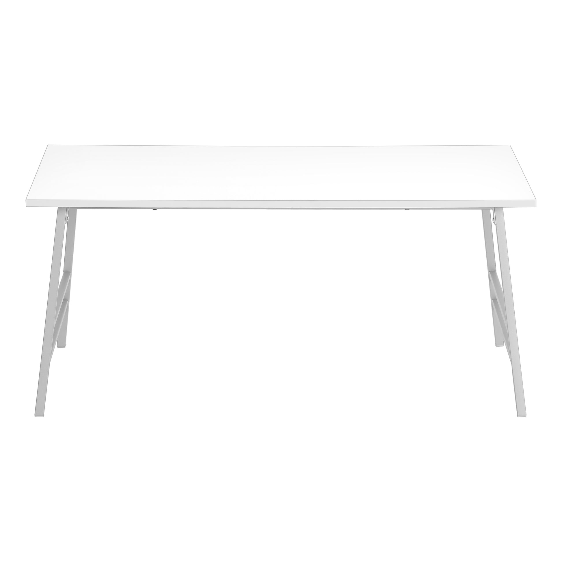 Coffee Table, Accent, Cocktail, Rectangular, Living Room, 40"L, White Laminate, Grey Metal, Contemporary, Modern White Mdf