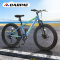 S24109 Elecony 24 Inch Fat Tire Bike Adult Youth Full Shimano 7 Speeds Mountain Bike, Dual Disc Brake, High Carbon Steel Frame, Front Suspension, Mountain Trail Bike, Urban Commuter City Bicycle Cycling Blue Green Without Anti Slip Garden & Outdoor