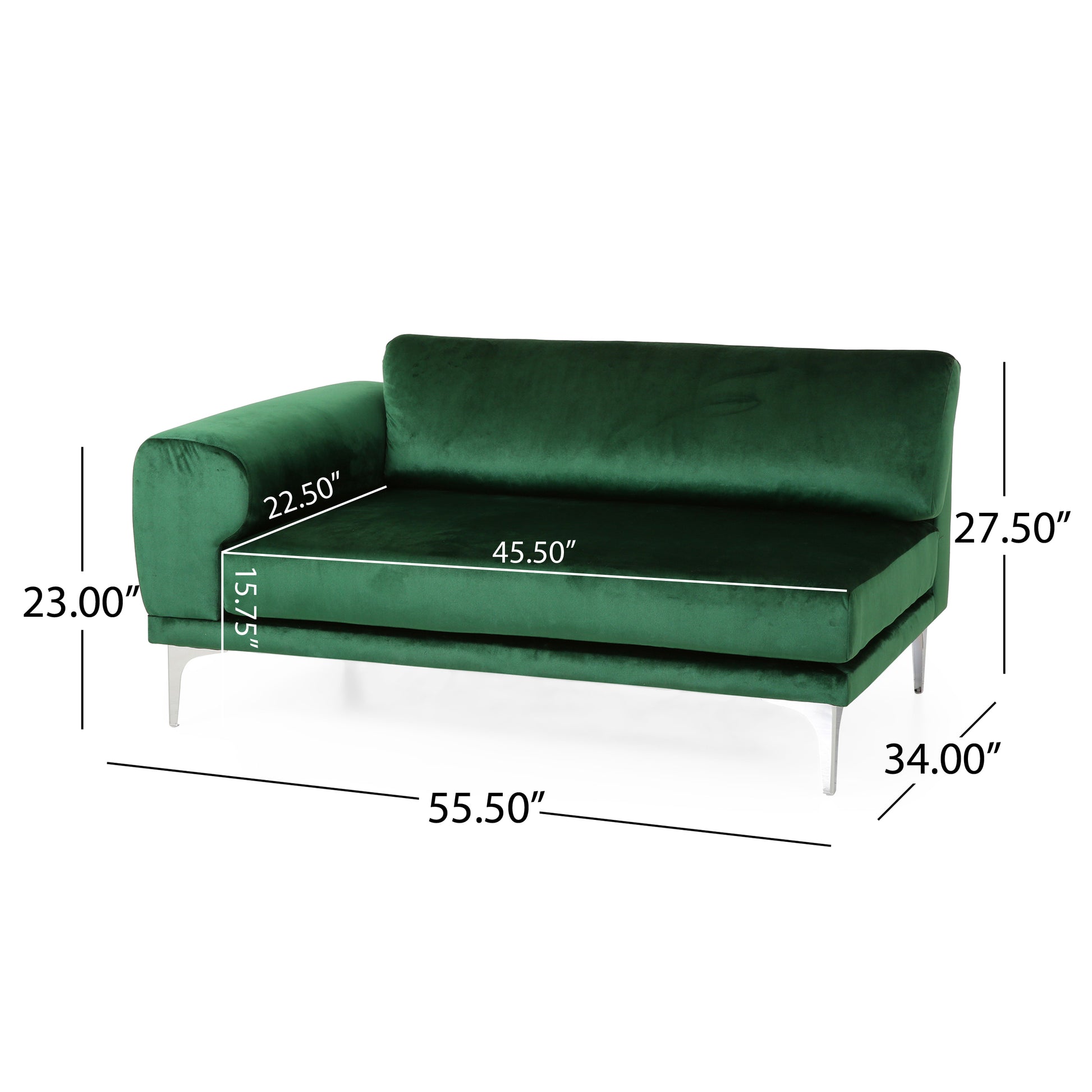 Mirod Comfy 4 Seat Sofa With Metal Legs, Modern For Living Room And Study Emerald Velvet 4 Seat