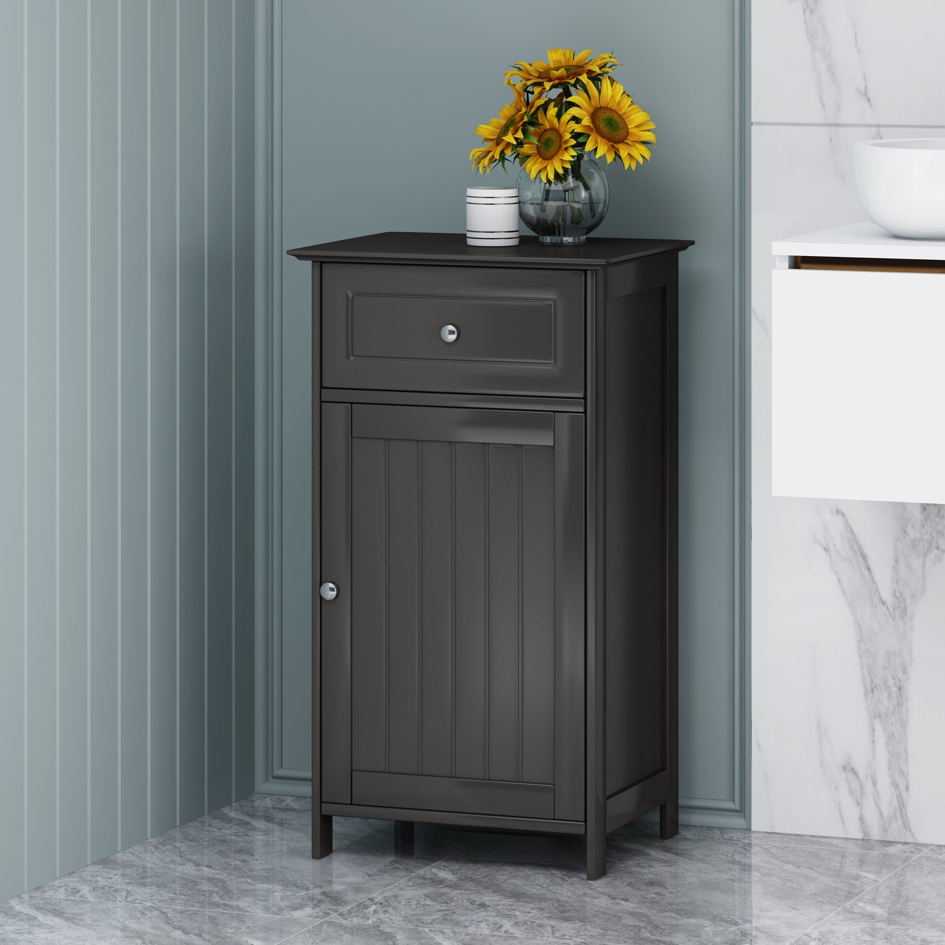 Bathroom Cabinet Black Mdf