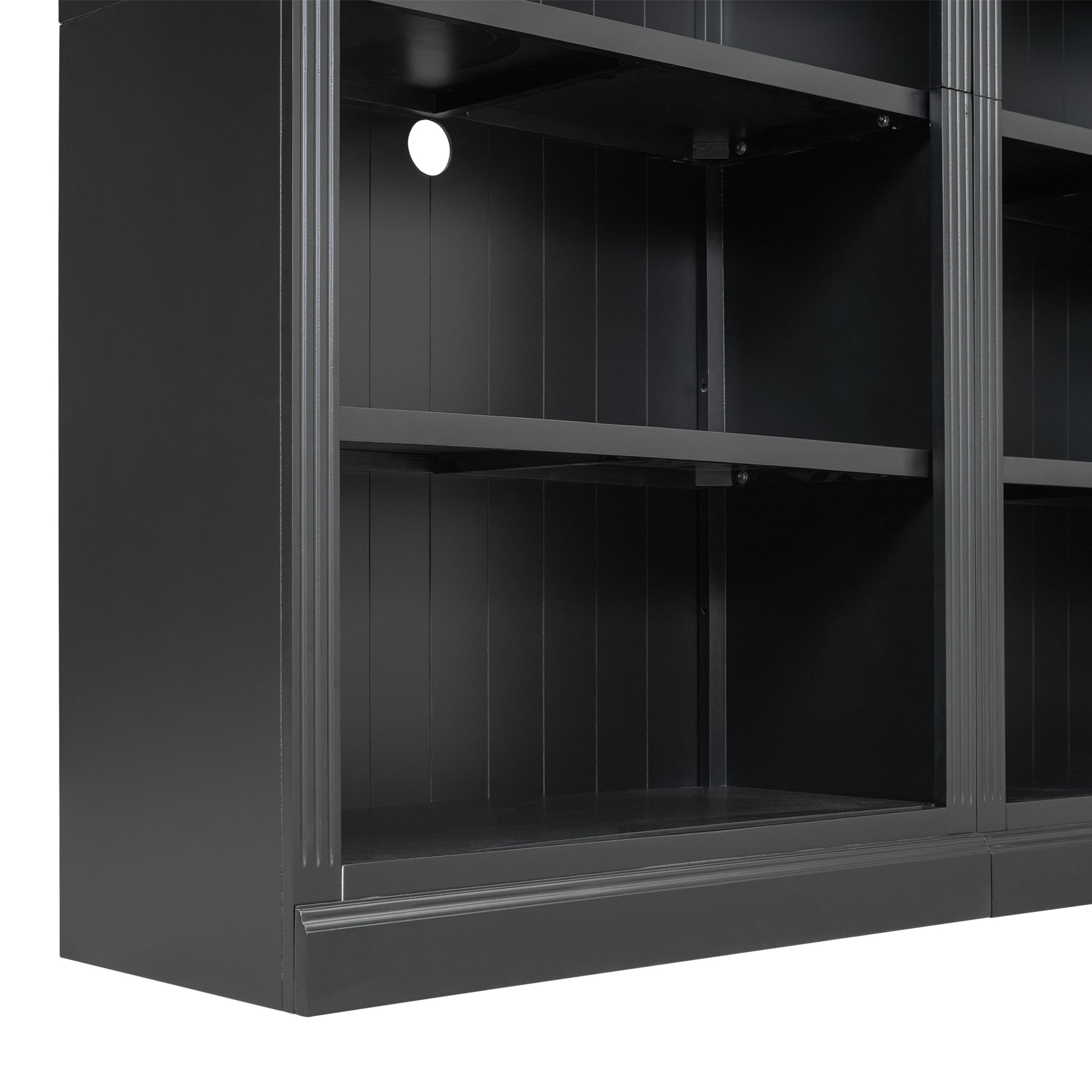 83" Tall Wood Bookcase Suite ,5 Tier Home Decor Bookcase Suite With Adjustable Shelves,Storage Organizer For Cds Books Movies,Free Standing Storage Shelves Suite For Living Room,Office,Black Black Solid Wood Mdf