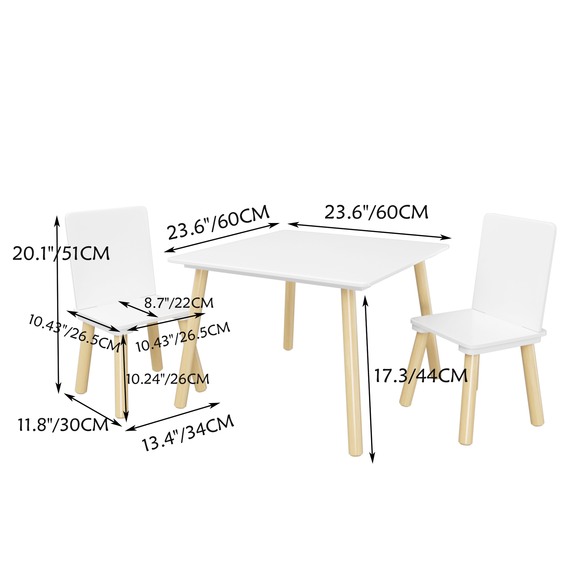 Kids Table And 2 Chairs Set, 3 Pieces Toddler Table And Chair Set, Wooden Activity Play Table Set White White Solid Wood Mdf