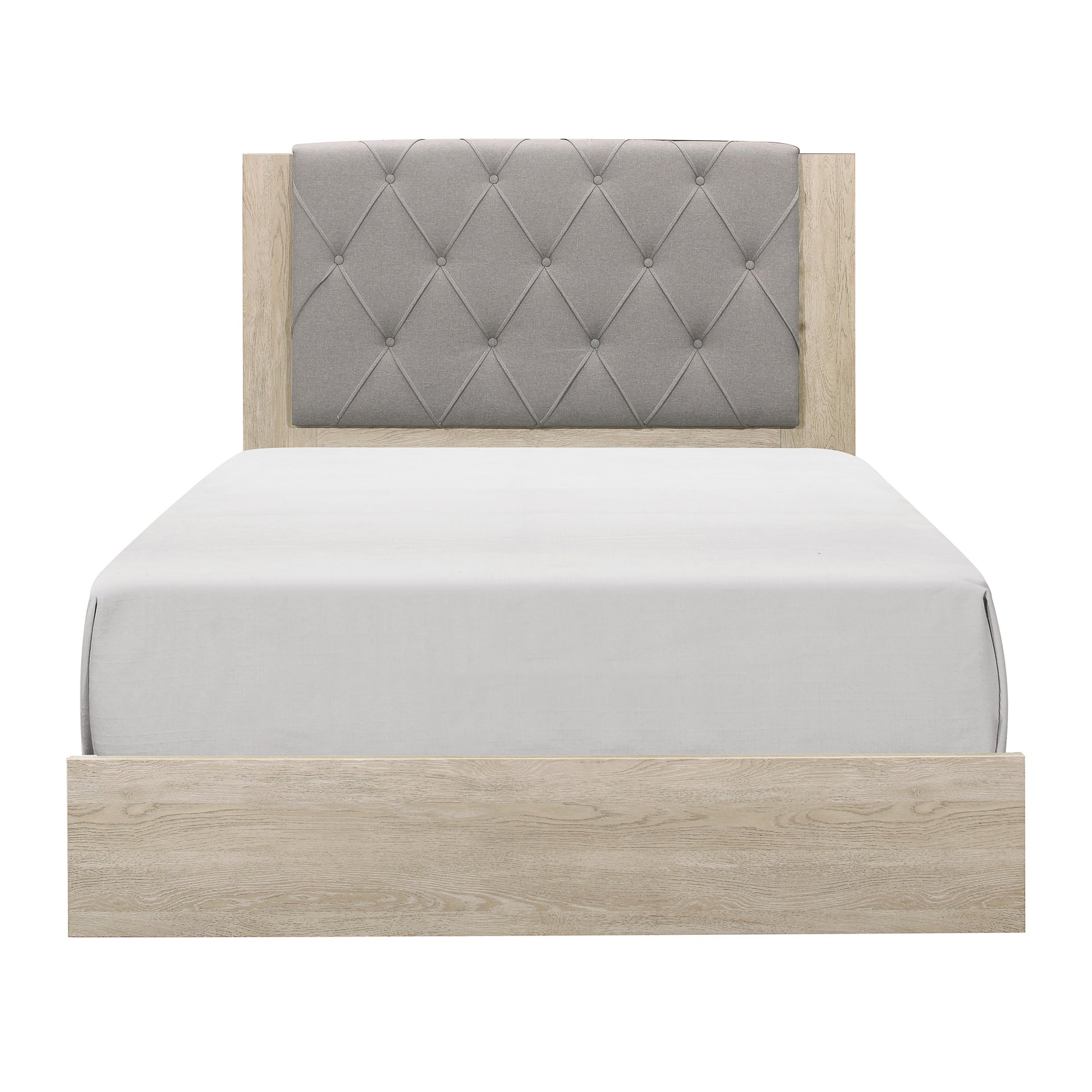 Modern Design Bedroom Furniture Cream Finish 1Pc Beautiful Full Bed Button Tufted Fabric Upholstered Headboard, Bed In A Box Box Spring Required Full Cream Wood Bedroom Modern Polyester Wood