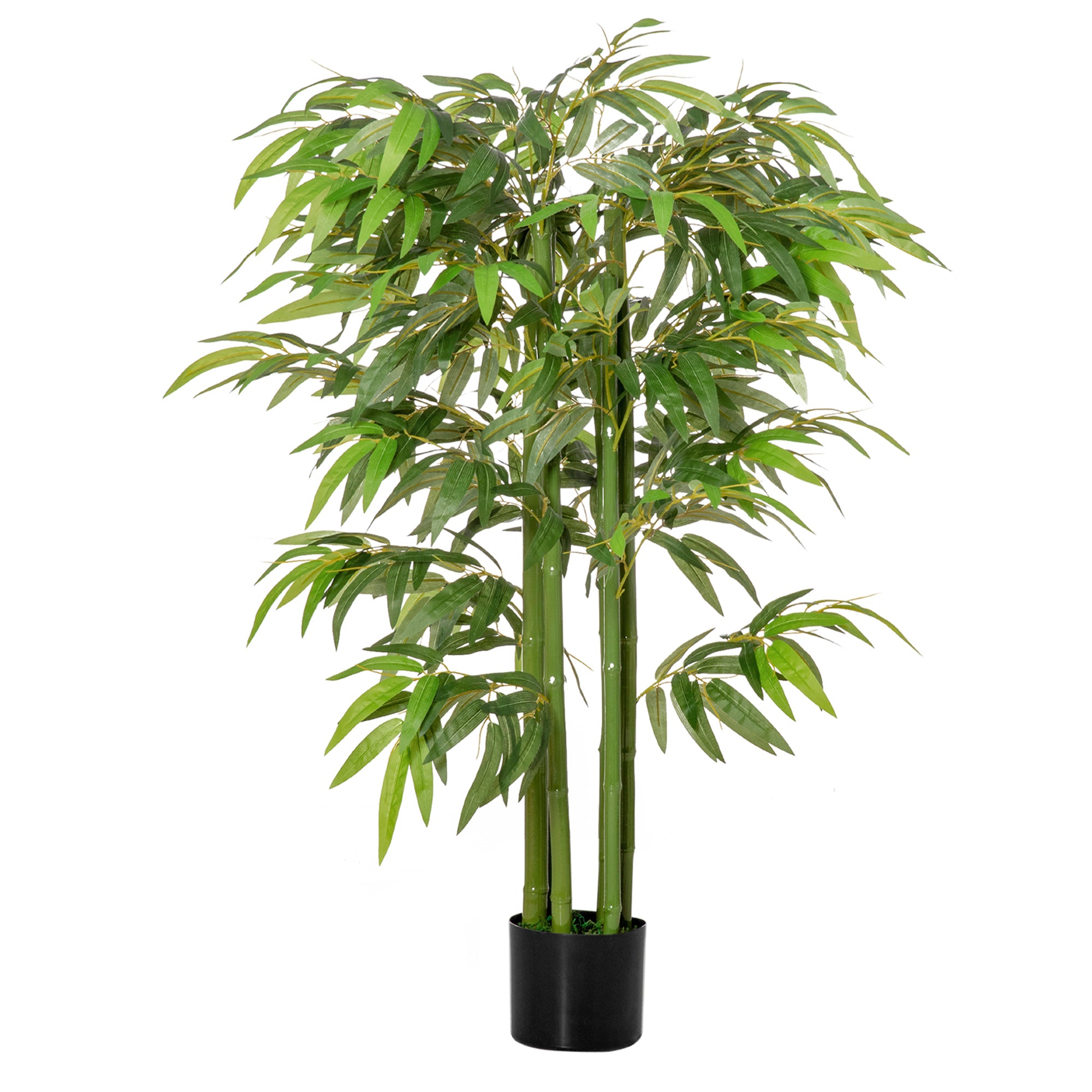 Homcom 4.5Ft Artificial Bamboo Tree, Faux Decorative Plant In Nursery Pot For Indoor Or Outdoor D Cor Green Plastic