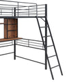 Full Size Loft Bed With Desk And Shelfloft Bed With Ladder,Full,Black Full Black Metal