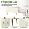Modern Shoe Storage Bench With Hidden Storage And Upholstered Cushions For Bedside, Living Room And Entryway Antique White Antique White Mdf Metal