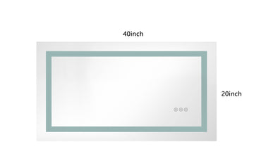 Led Bathroom Mirror 40 "X20" With Front And Backlight, Large Dimmable Wall Mirrors With Anti Fog, Memory, 3 Colors, Led Vanity Mirror White Aluminium