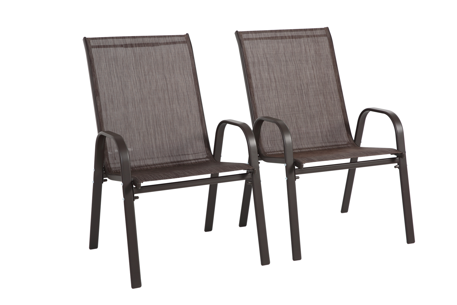 2 Piece Patio Chairs, Outdoor Camping Chairs Withtextilene Fabric, Set Of 2 Garden Chairs With Armrest High Backrest For Garden Patio Pool Beach Yard Space Saving Brown Brown Steel
