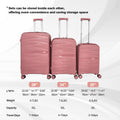 Hard Shell Luggage, 3 Piece Set, With Tsa Lock, 20 Inches 24 Inches 28 Inches Rose Gold Polypropylene