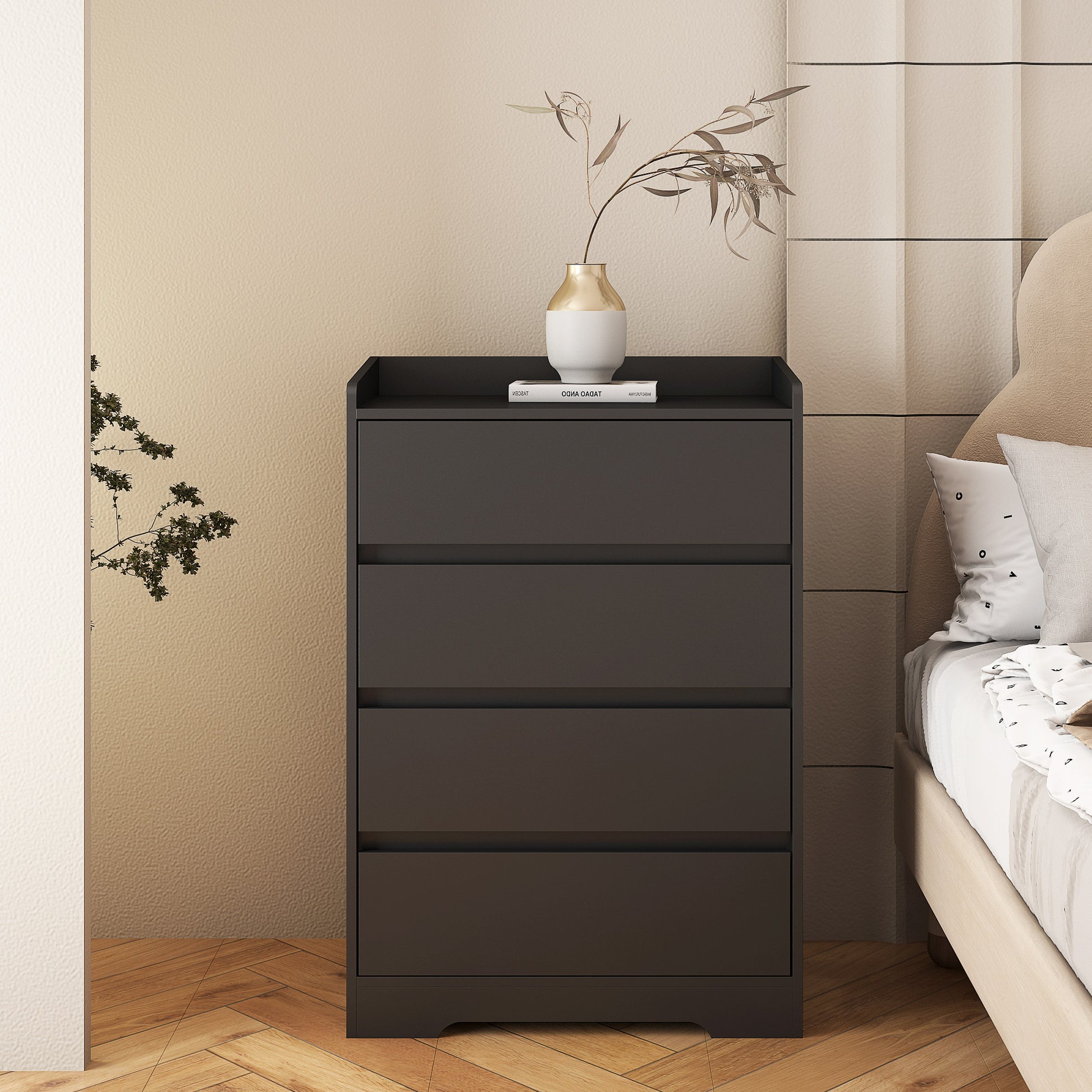 Living Room Sideboard Storage Cabinet,Drawer Cabinet Black Mdf