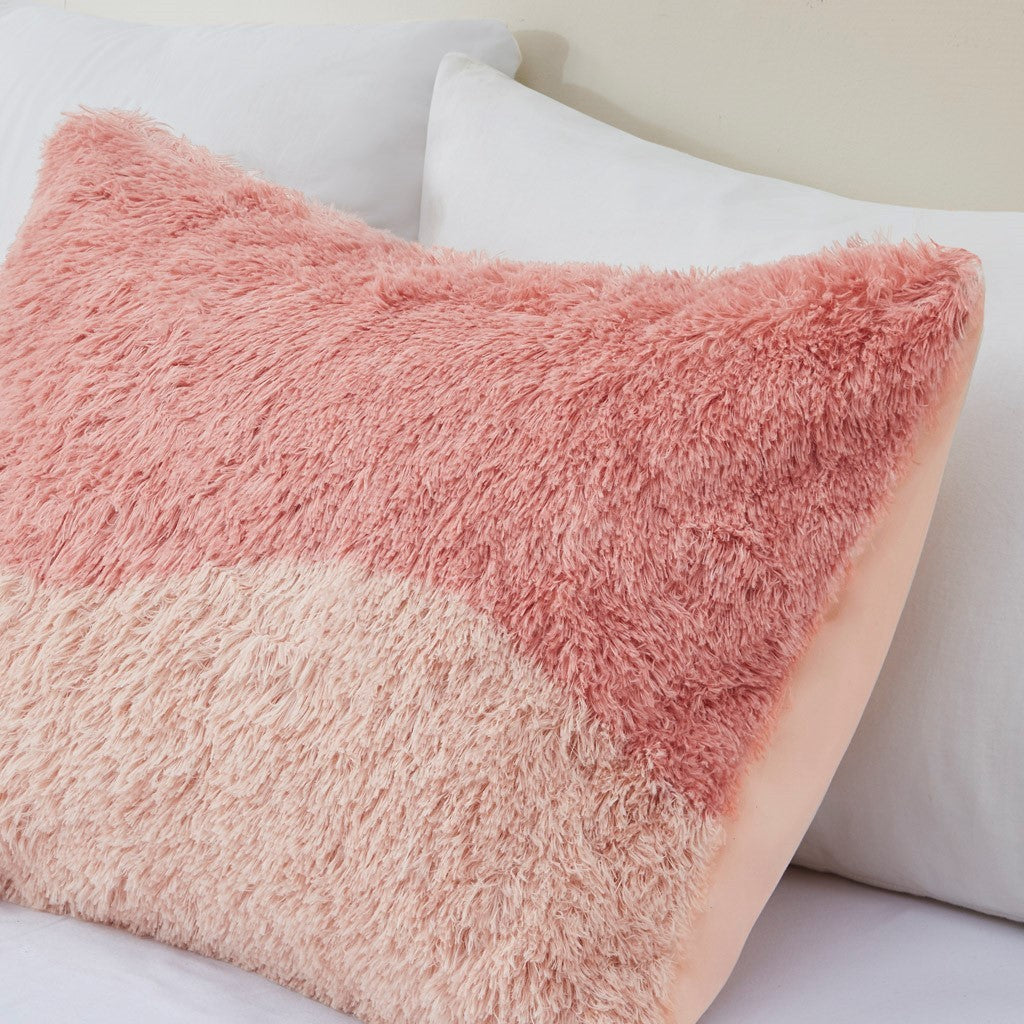 Ombre Shaggy Faux Fur Comforter Set King Multicolor Polyester