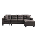 Sectional Sofa Set For Living Room With L Shape Chaise Lounge ,Cup Holder And Left Or Right Hand Chaise Modern 4 Seat Chocolate Brown Dark Brown Pu 4 Seat