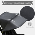 Qaba Kids Tricycle 4 In 1 Trike With Reversible Seat, 2.8' 3.1' Height Push Handle, Canopy, Handrail, Safety Belt, Storage Footrest Brake Clutch, For 1 5 Years Old, Black Black Plastic