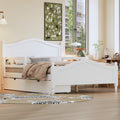 Full Size Wood Platform Bed With Guardrails On Both Sides And Two Storage Drawers ,White Full White Wood