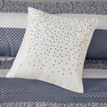 7 Piece Jacquard Comforter Set Navy Queen Queen Navy Polyester